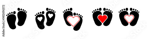 baby footprint. silhouette of baby feet icon over white background. vector illustration. Baby footprints icon isolated on white background. Baby feet sign. Set icons colorful. The foot is the second h
