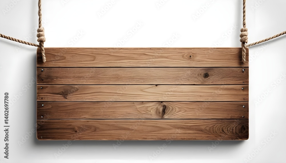 Blank Wooden Sign Hanging on Rope Blank Wooden Sign Hanging on Rope