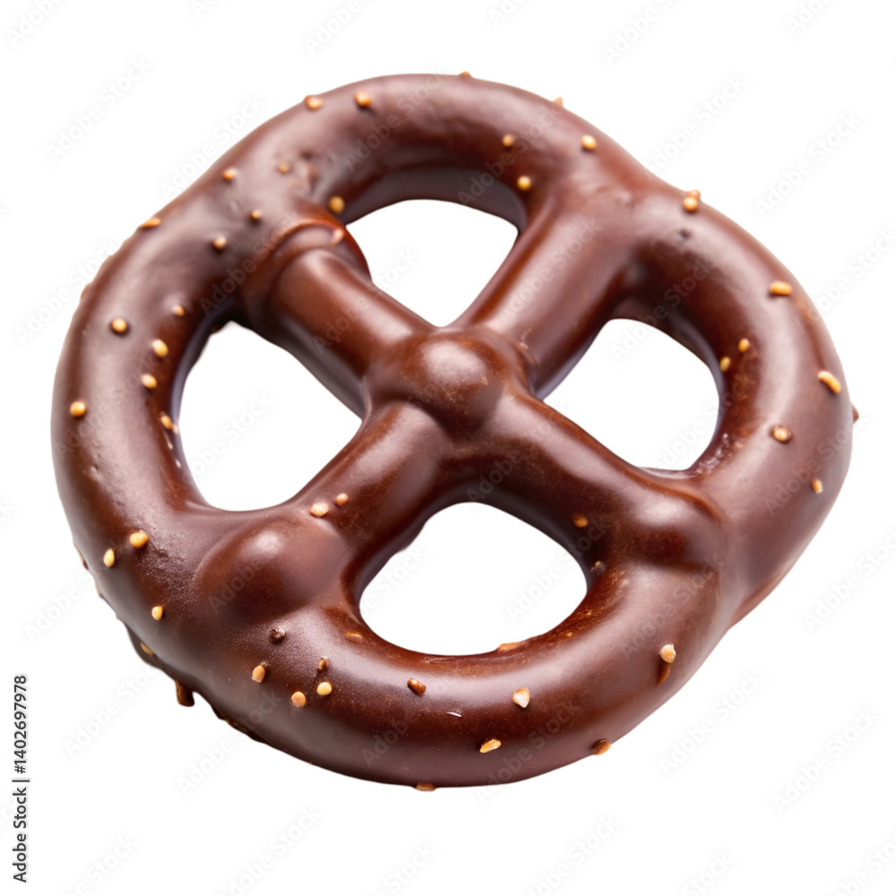 Dark chocolate pretzel isolated on transparent background Dark chocolate pretzel isolated on transparent background