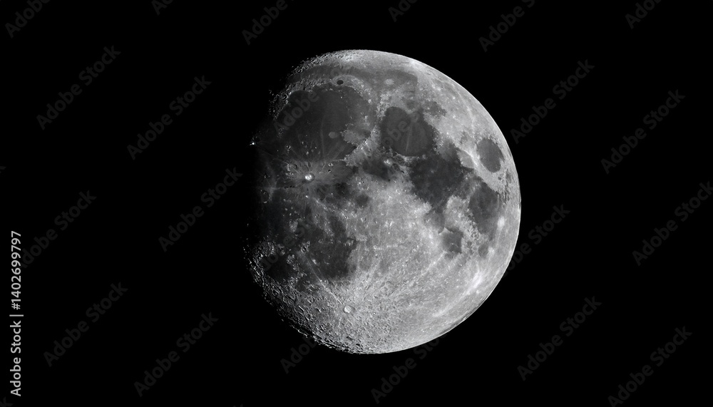 Fototapeta premium Half Moon Phase – High-Resolution Astronomical Photograph