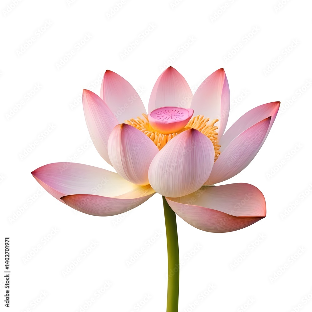 Fototapeta premium Pink Lotus Flower Isolated on White