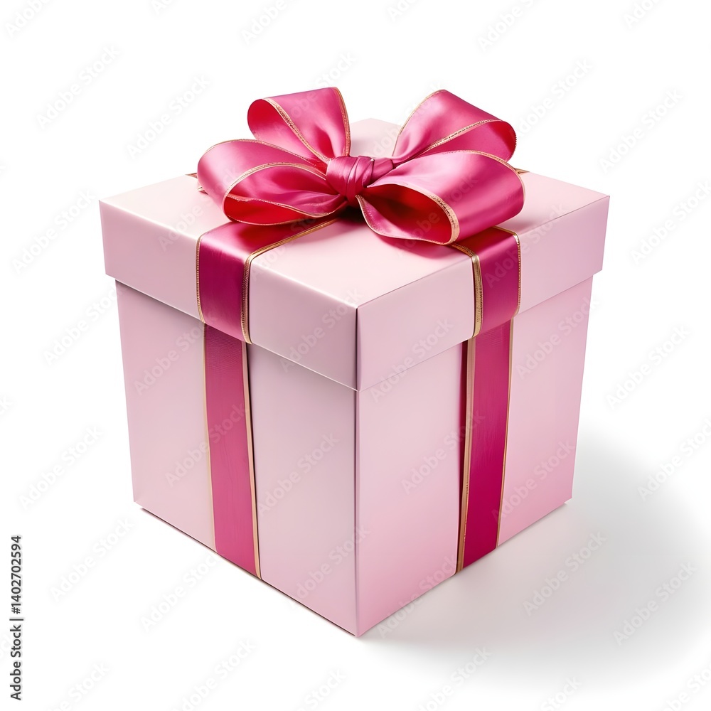 Obraz premium Pink Gift Box with Ribbon