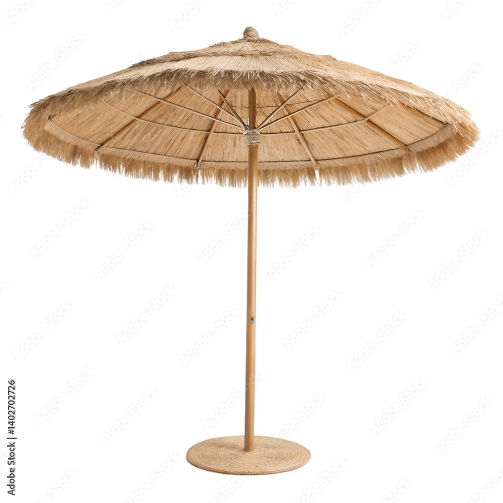 Straw beach umbrella isolated on transparent background Straw beach umbrella isolated on transparent background