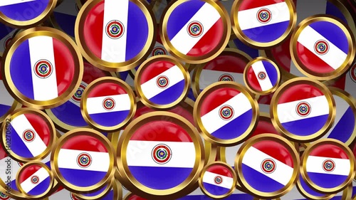 Paraguay Flag Print Badge Transition, Full HD 1920×1080 Resolution, Duration clip 07 sec.