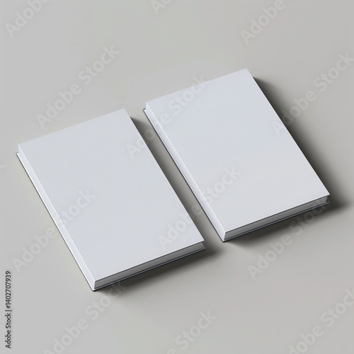 mockup of Two blank notebooks with minimalistic design, placed on a neutral background, perfect for jotting down ideas or sketches.