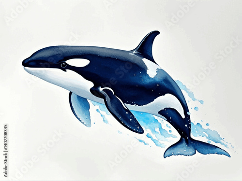 Shadow in the abyss orca isolated watercolor vector illustration svg 