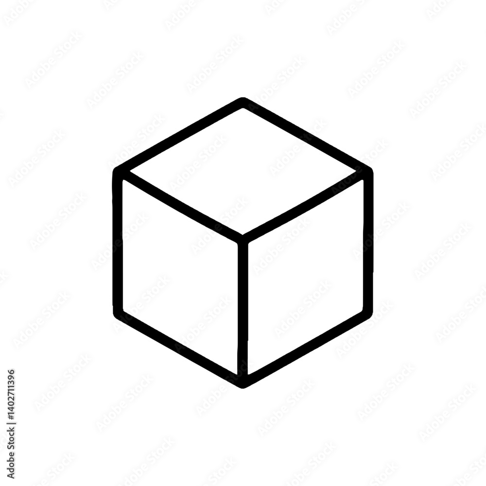 Cube Minimalistic Outline SVG Vector, line art Cube Minimalistic Outline SVG Vector, line art