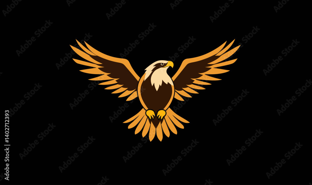 Obraz premium Minimalist Flat Flying Eagle Vector Logo Design for Branding and Emblems