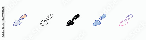 Trowel icons set in different style vector stock 
