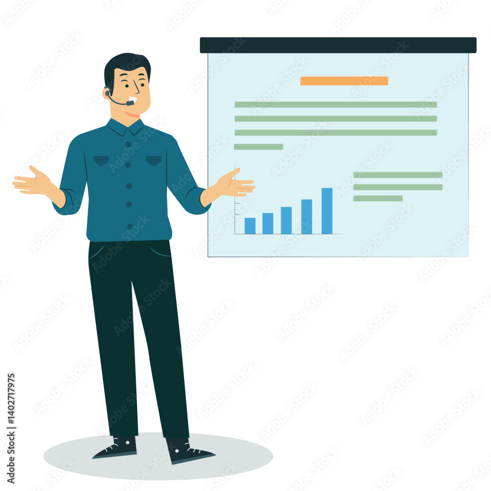 vector of a man standing doing a presentation vector of a man standing doing a presentation