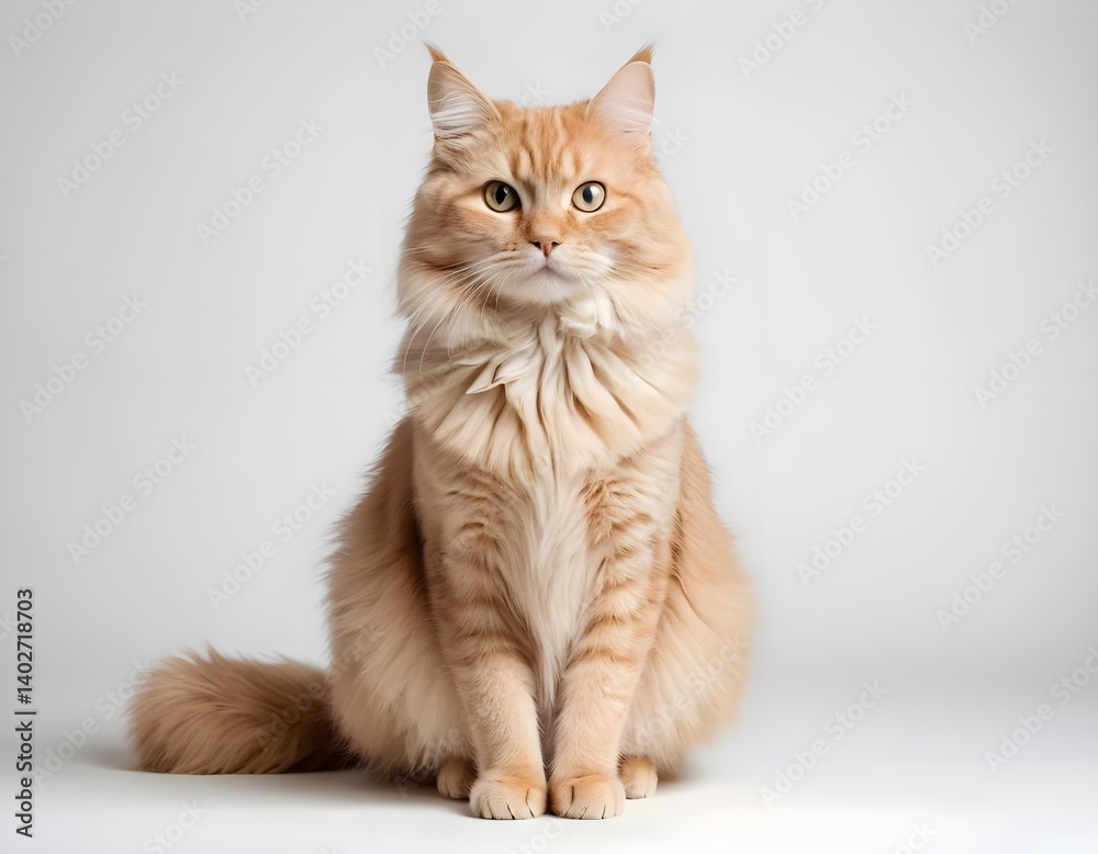 Obraz premium Fluffy Cream Tabby Cat Sitting