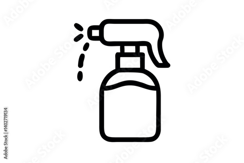 A garden sprayer with a translucent bottle filled with liquid is shown spraying a fine mist over some plants in a raised garden bed