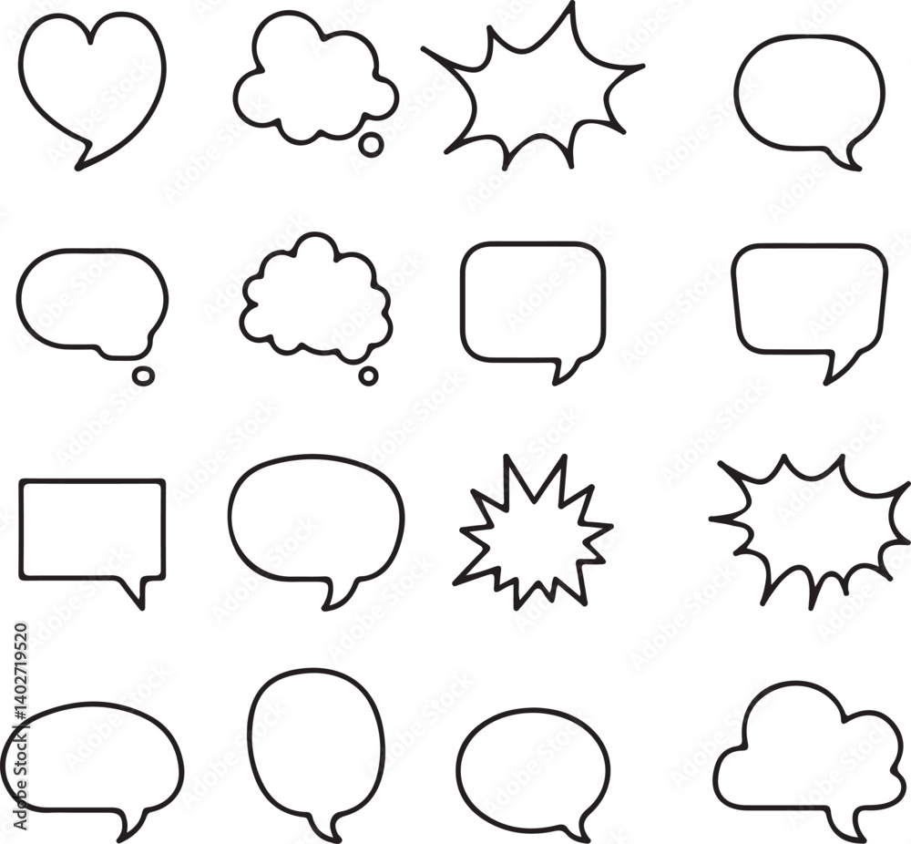 Fototapeta premium Vector Speech Bubble Icon Set – Comic and Chat Balloons Collection