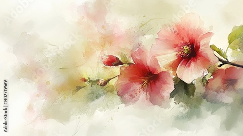 Soft watercolor flowers in pastel hues, evoking gentle beauty and serenity.