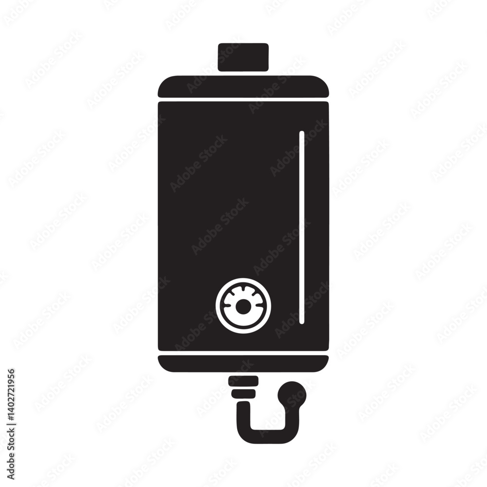 Silhouette Vector Icon of Water Heater – Home Appliance for Plumbing and Heating Systems Silhouette Vector Icon of Water Heater – Home Appliance for Plumbing and Heating Systems