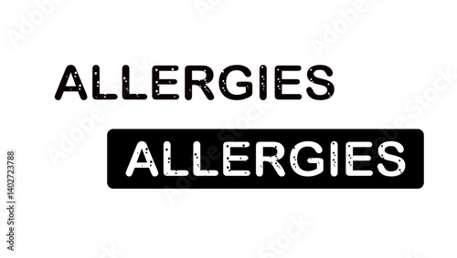 Allergies lettering, black isolated silhouette