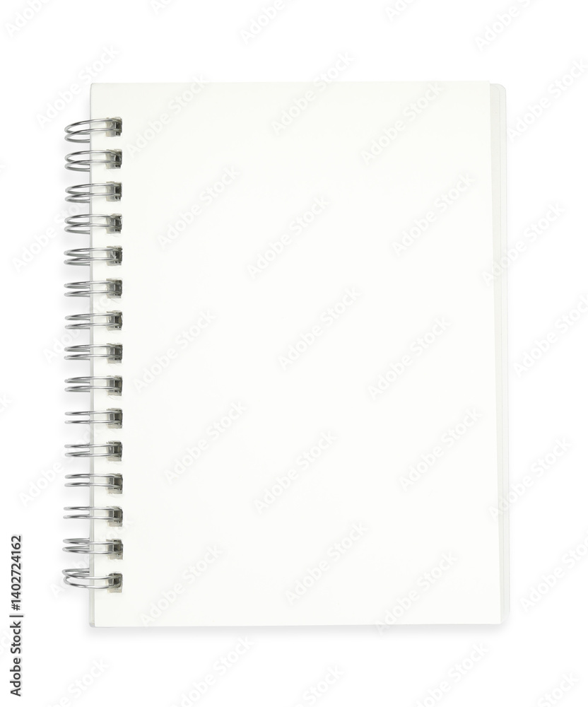 One notepad isolated on white, top view. Space for text One notepad isolated on white, top view. Space for text
