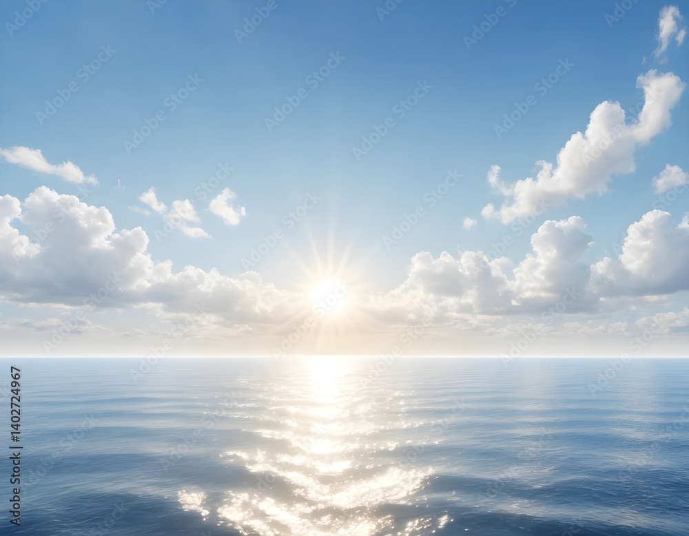 Obraz premium Serene Sunset Over Calm Ocean