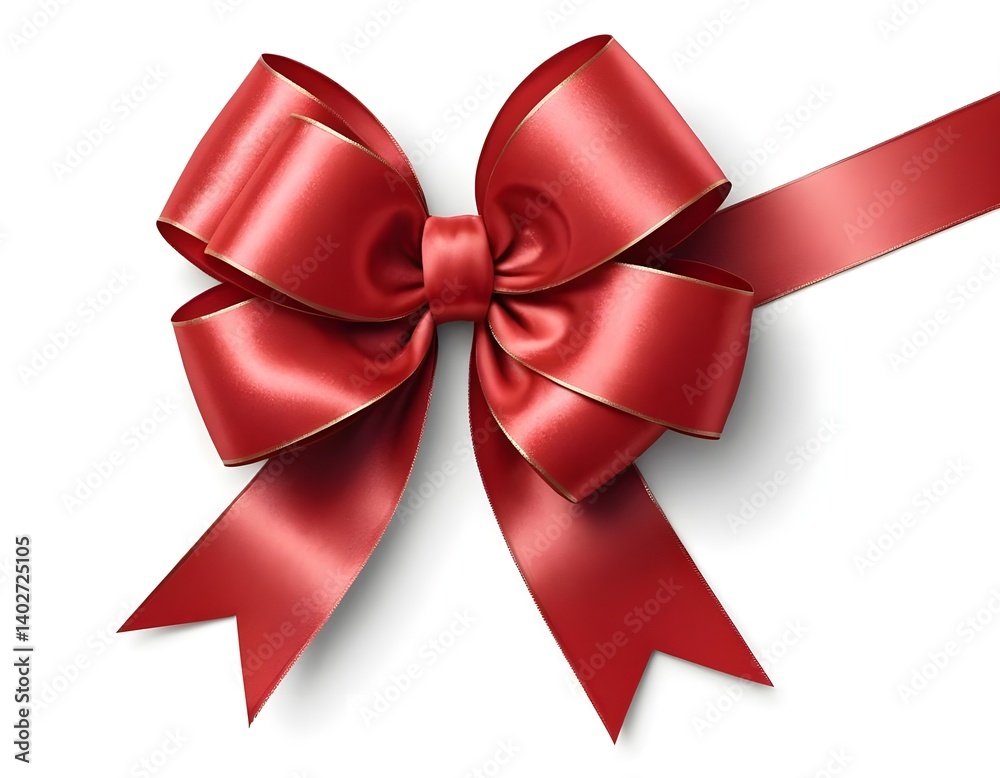 Naklejka premium Red Satin Ribbon Bow