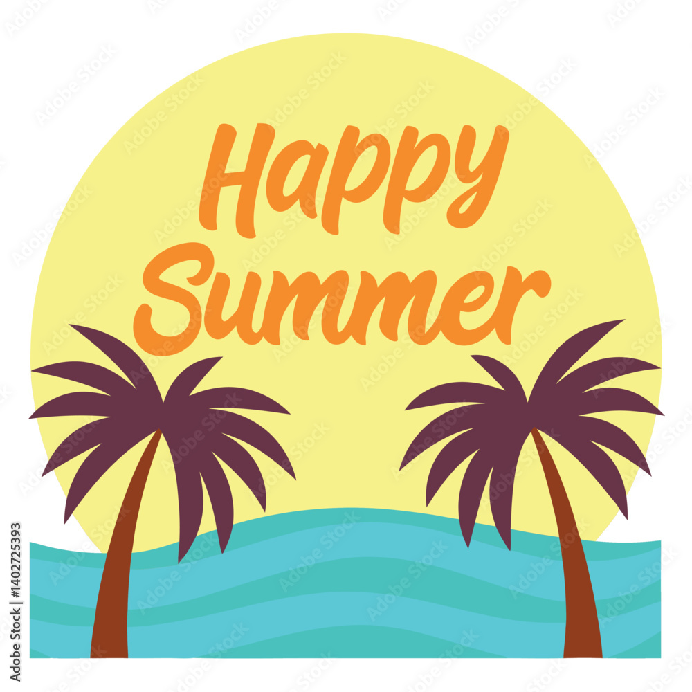 Fototapeta premium Summer vibes vector illustration. 