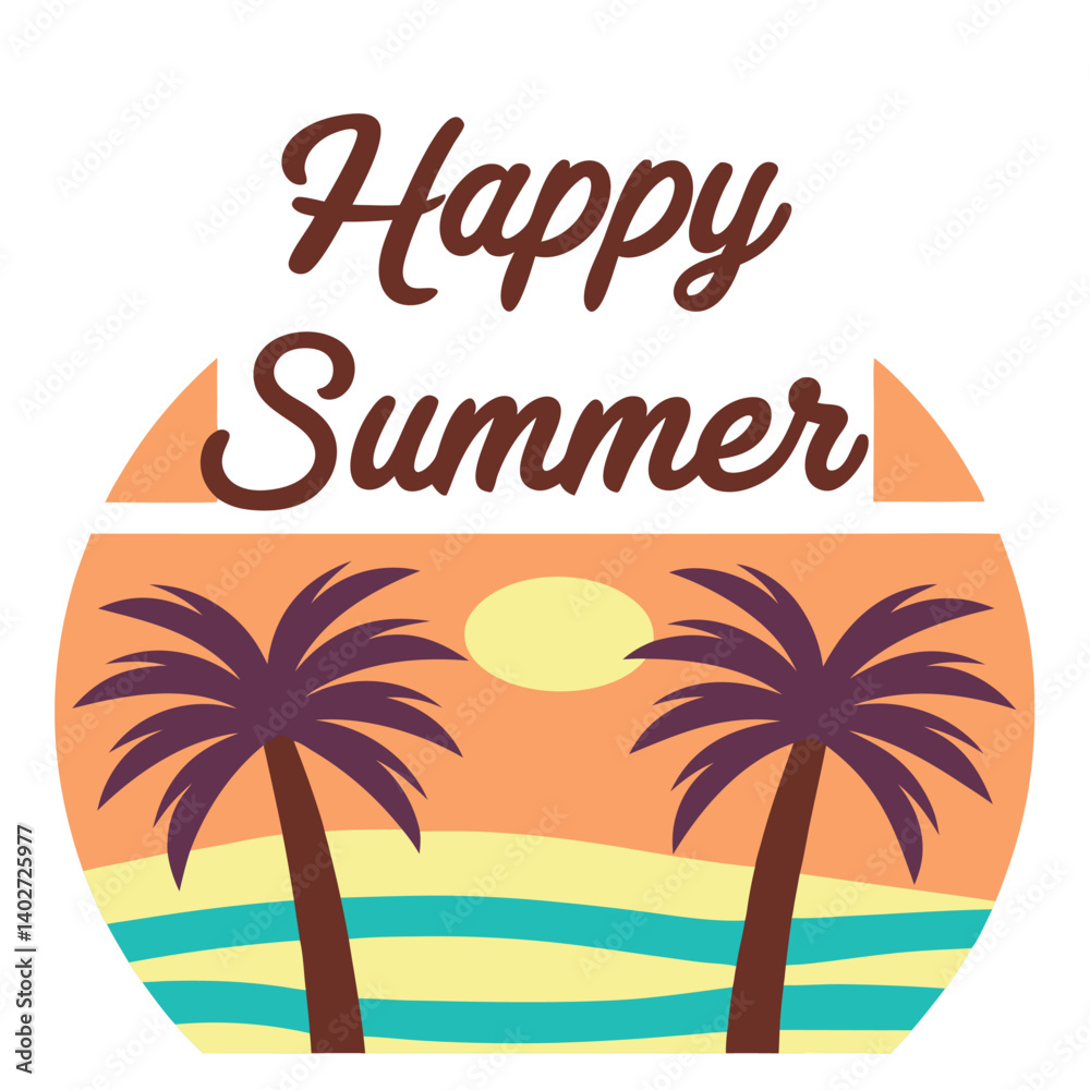 Fototapeta premium Summer vibes vector illustration. 