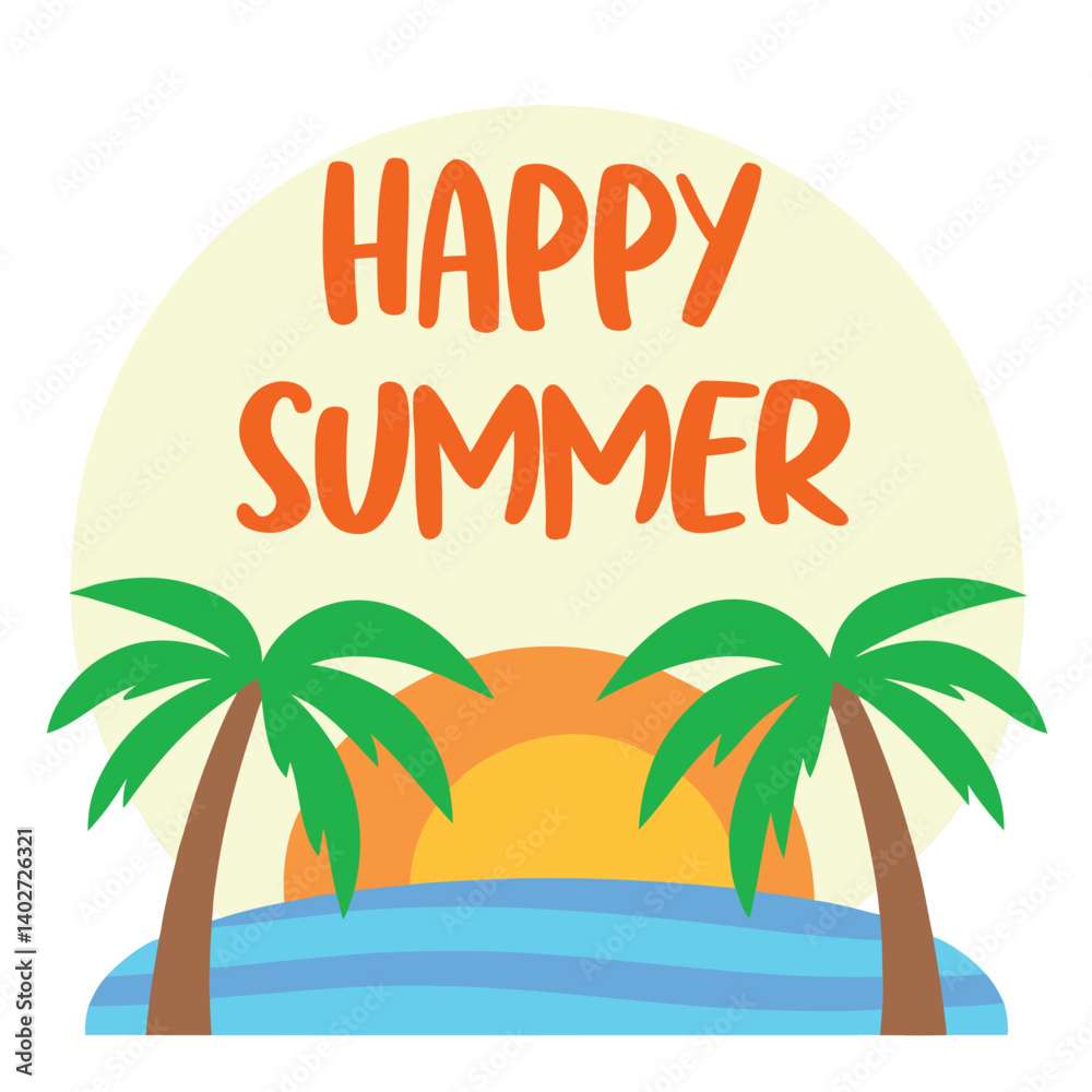 Fototapeta premium Summer vibes vector illustration. 