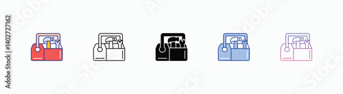 Toolbox icons set in different style vector stock 