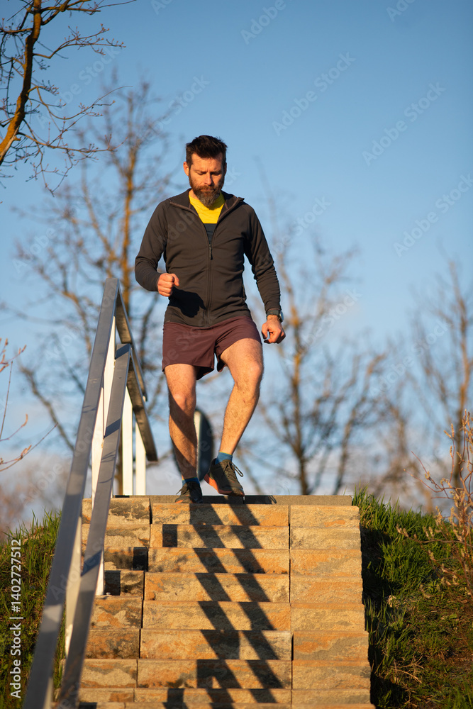 fit healthy man running outdoors