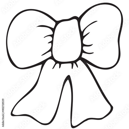 cute children s bow on a girl s head or for decoration, cute children s black and white vector coloring, line art, outline