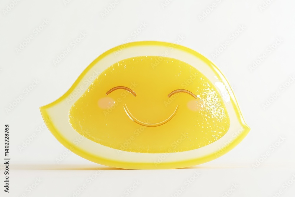 A cheerful cartoon lemon slice with a smiling face, perfect for summer themes. A cheerful cartoon lemon slice with a smiling face, perfect for summer themes.