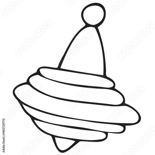 top, spinning top, children s toy, cute children s black and white vector coloring, line art, outline