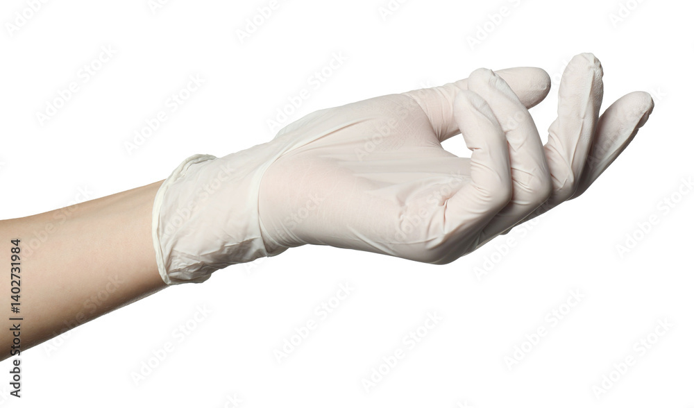 Doctor in medical glove on white background, closeup Doctor in medical glove on white background, closeup