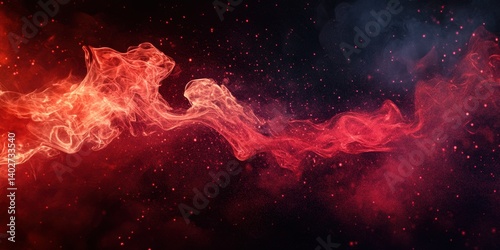 Glowing red smoke like substance flowing in dark space