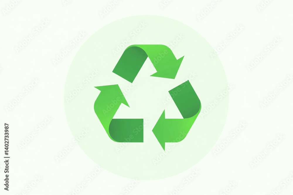 Recycling Symbol Icon in Green Color [with copy space]