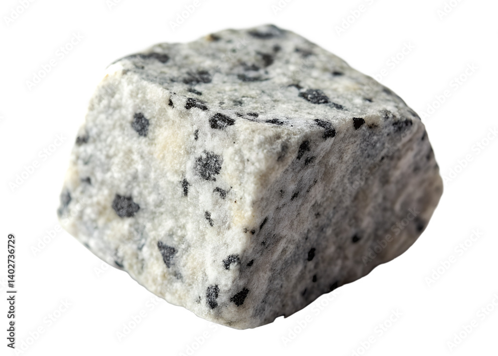 Small gray granite stone emphasizing irregular shape and natural design, transparent background