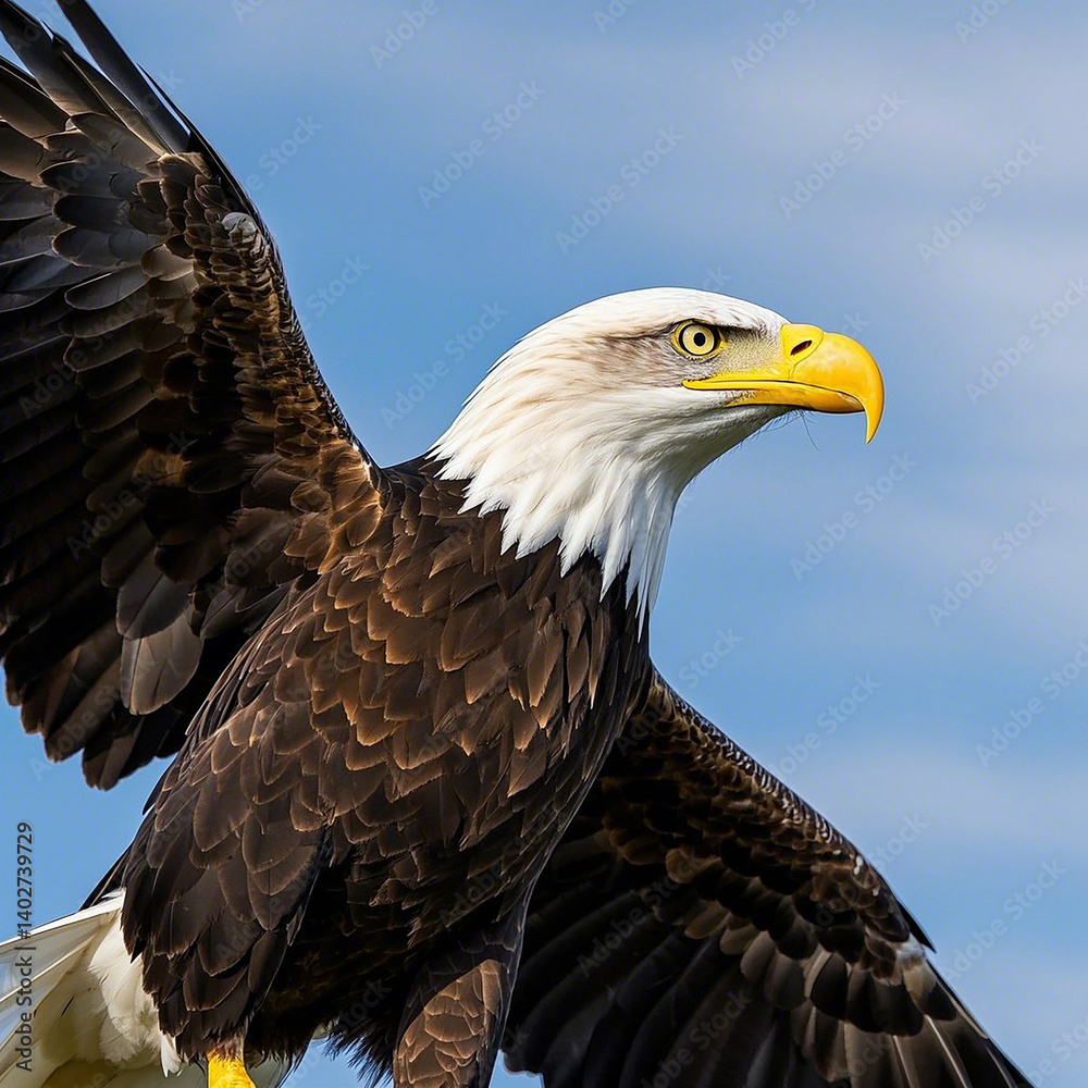 Obraz premium Bald eagle in flight image, AI Generator.