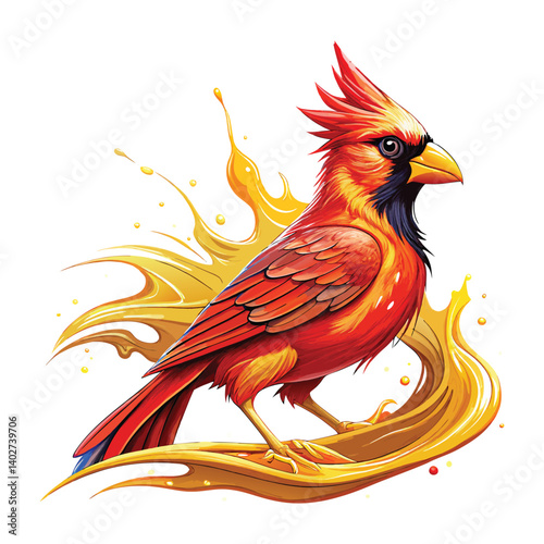 A cartoon illustration shows a tropical bird of paradise, a wild animal with a colorful feather and beak.