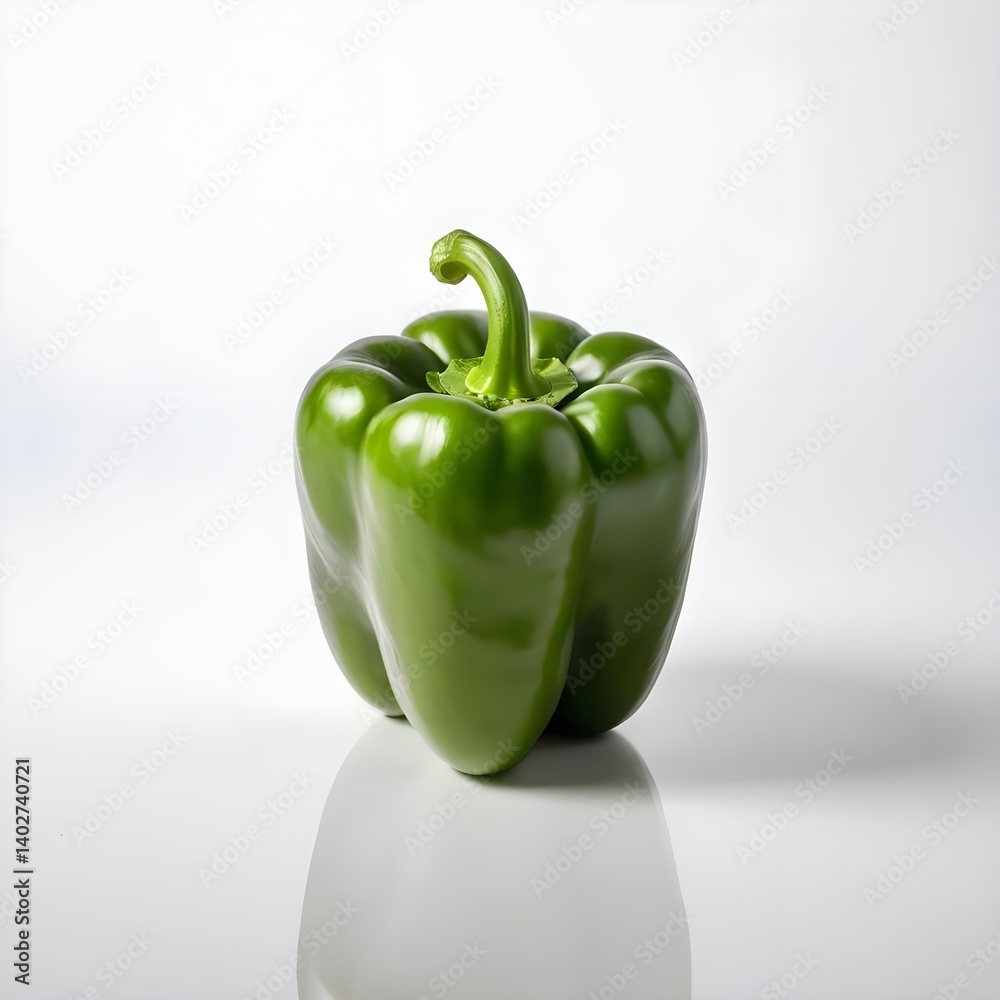 Single Green Bell Pepper on White Background Single Green Bell Pepper on White Background