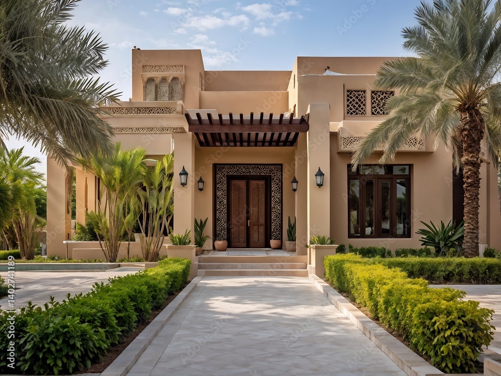 Naklejka premium Elegant Arabian Villa Entrance