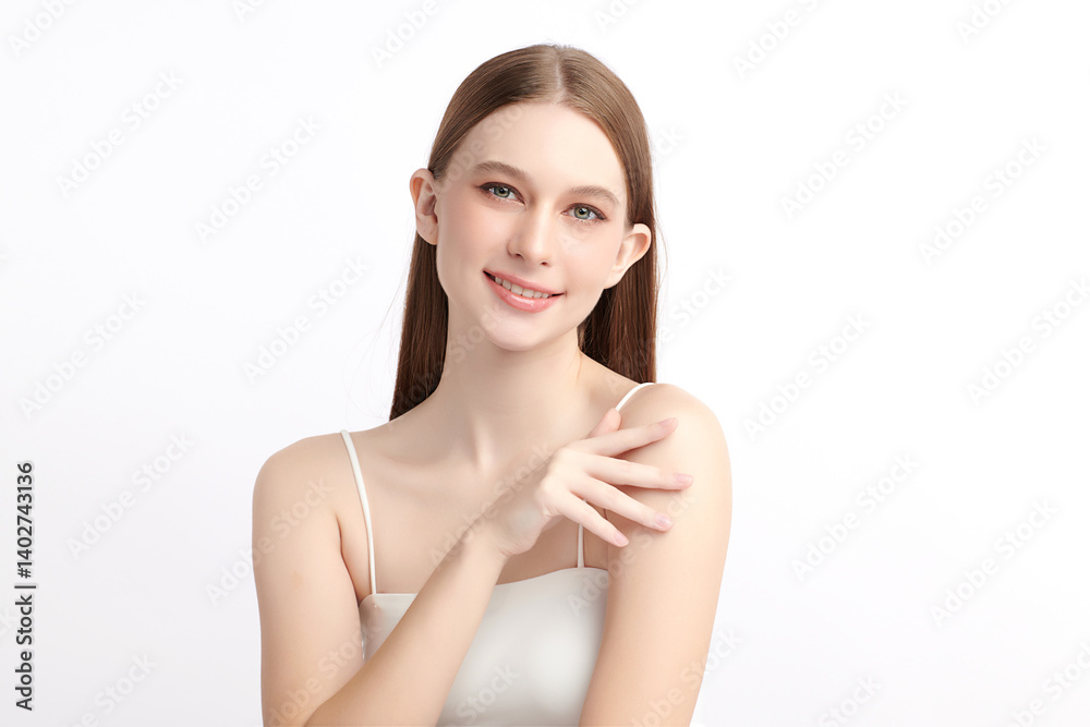 A beautiful young Asian woman with clean, fresh skin against a white background. Skincare, facial treatment, cosmetology, beauty, and spa. An elegant portrait of an Asian woman. A beautiful young Asian woman with clean, fresh skin against a white background. Skincare, facial treatment, cosmetology, beauty, and spa. An elegant portrait of an Asian woman.