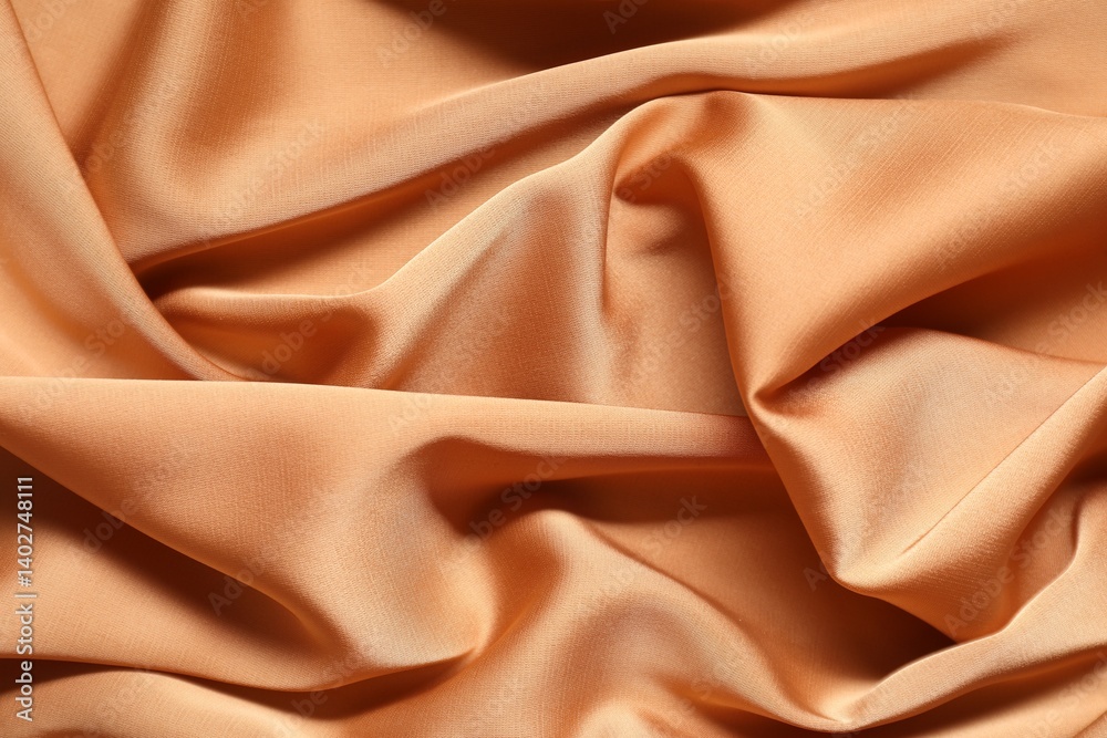 Fototapeta premium Beautiful crumpled silk fabric as background, top view