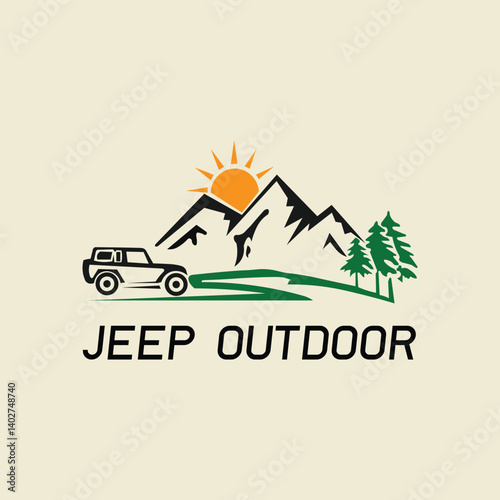 Logo Mountain Jeep Vector Illustrations