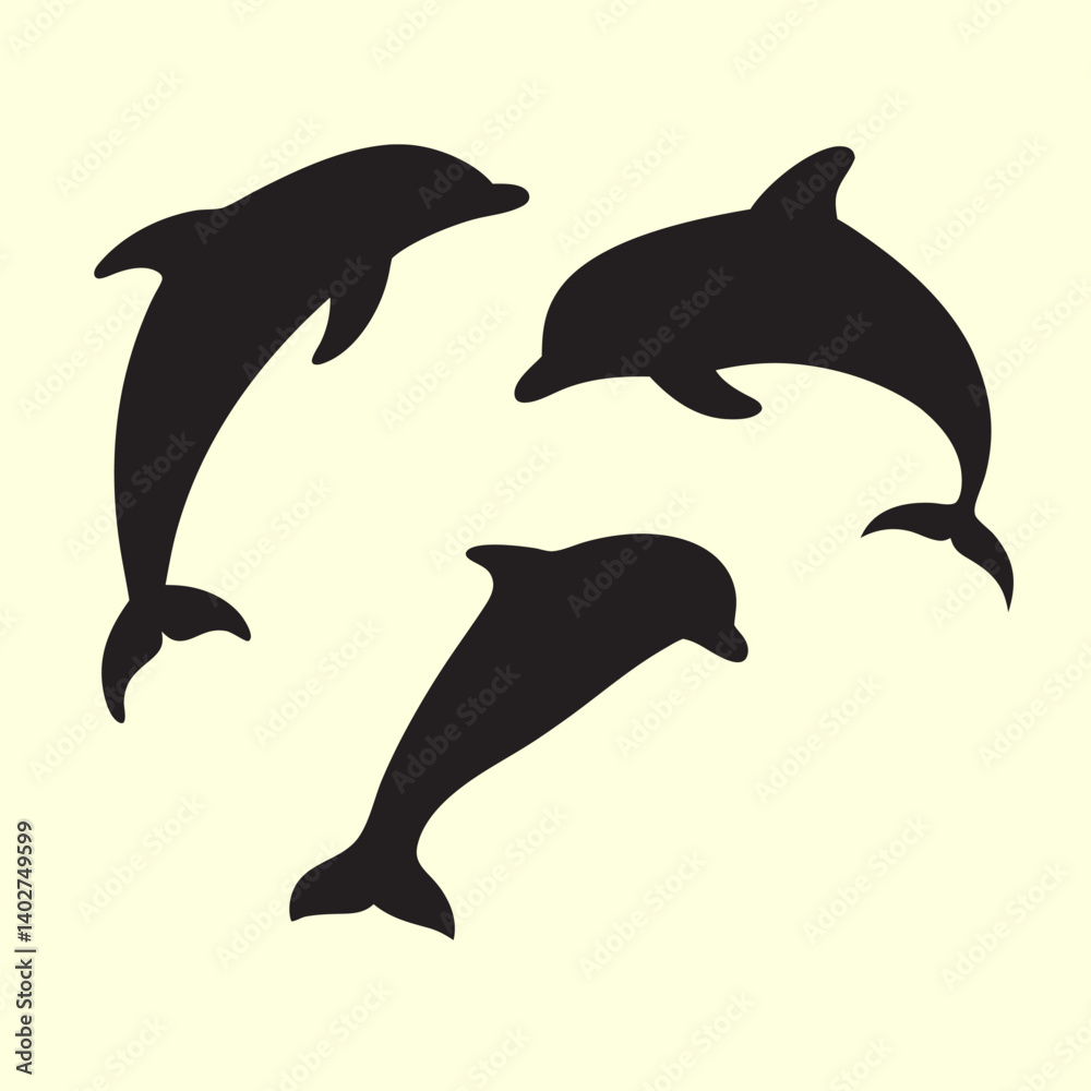 Fototapeta premium Dolphin Silhouette Vector Set Minimal Collection.