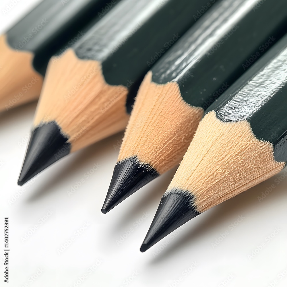 Obraz premium Closeup of Dark Green Pencils Pointed Tips