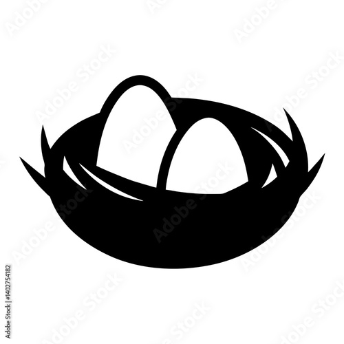 Graphic Silhouette Of A Nest With Two Eggs Symbolizing New Life