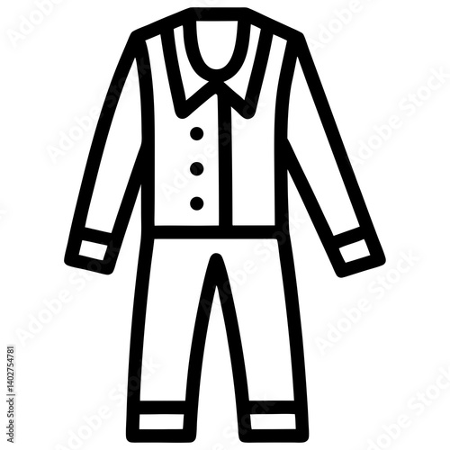 Pajama Suit Outline Icon Black And White Clothing Design Element Illustration