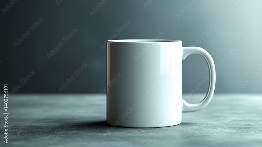 Obraz premium Blank white mug on gray surface, studio shot