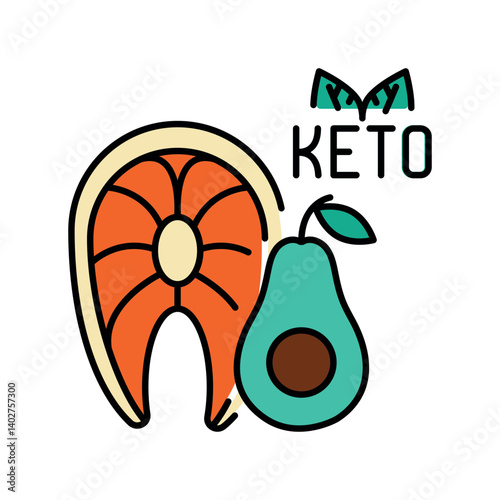keto diet  color line icon for digital and print projects.