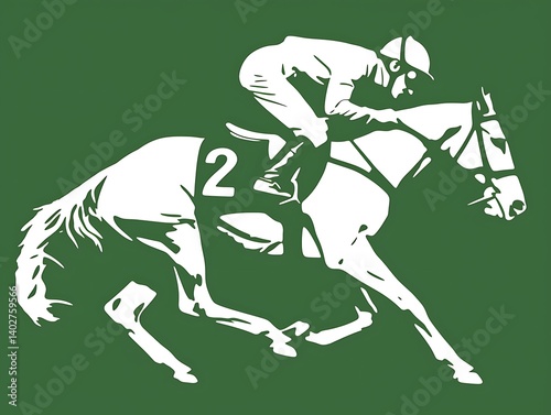 Jockey on Horse, Race, Green