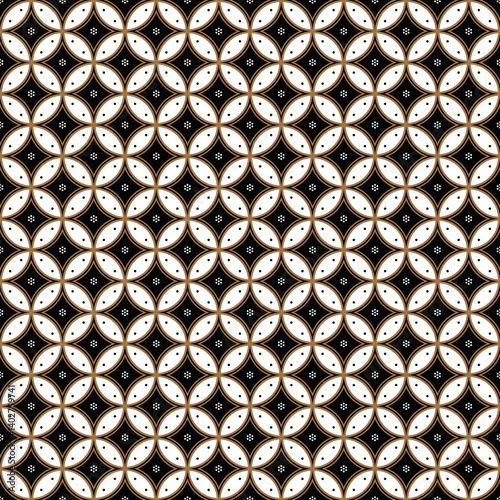 Classic Kawung Batik seamless pattern. ethnic java motif background. good for traditional Javanese outfit, fashion design, textile, fabric, wallpaper, tile, wrapping paper.